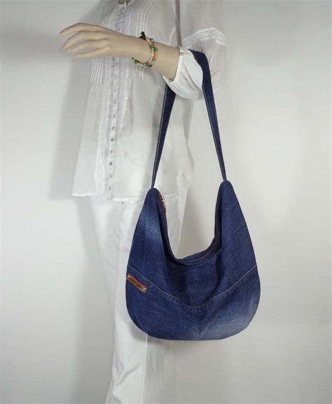 Denim Bag Hobo Slouchy Shoulder Bag Recycled Jeans Grungy Etsy