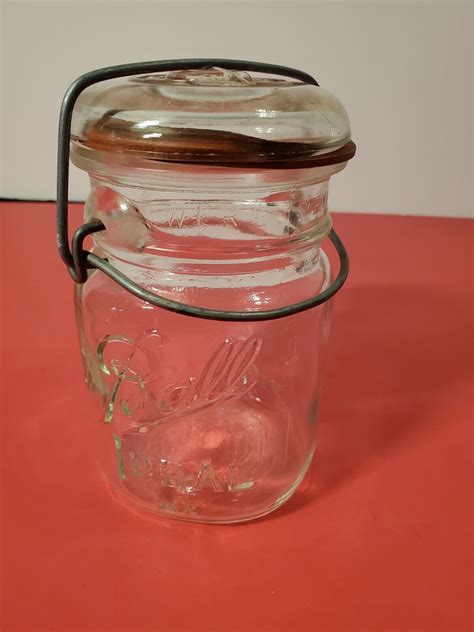 Vintage Antique Ball Ideal Wire Bail Mason Pint Jar With Glass Lid Ebay