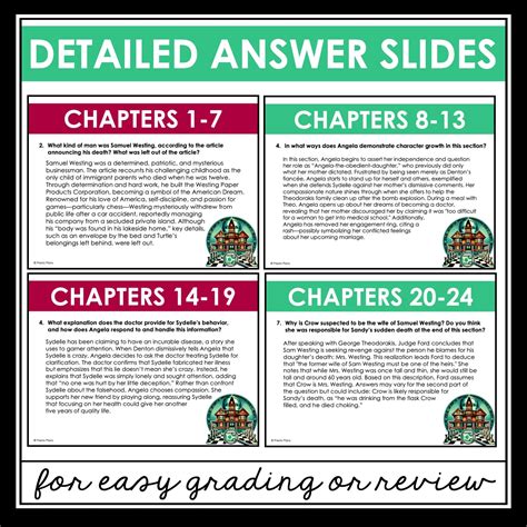 The Westing Game Reading Questions - Comprehension & Analysis Chapter