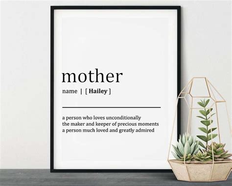 Custom Mother Definition Print Mothers Day T Printable Etsy