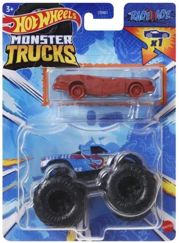 Hot Wheels Monster Truck Si Masinuta Metalica Race Ace Vvtmtgrh Hwn Domo Ro