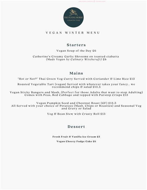 Menu at The Flying Horse pub & bar, Ashford