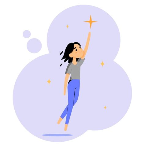 Premium Vector Girl Reaching For A Star On A Blue Background Vector