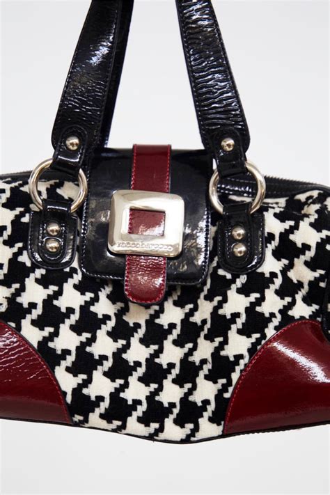 Rocco Barocco Vintage Handbag in Patent and Houndstooth For Sale at ...