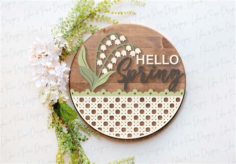 Spring Welcome Sign SVG Hello Spring Door Hanger Floral Etsy