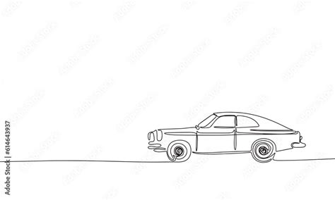 Abstract retro car in continuous line art drawing style. Minimalist ...