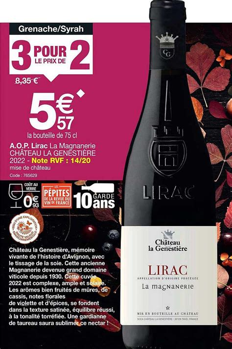 Promo A o p Lirac La Magnanerie Château La Genestière chez Promocash