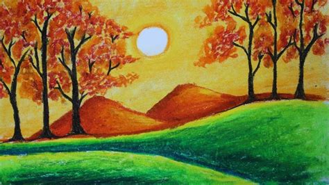 How to draw a scenery of Autumn season | How to draw a scenery of