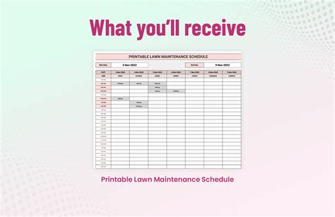 Printable Lawn Maintenance Schedule Template In Excel Google Sheets