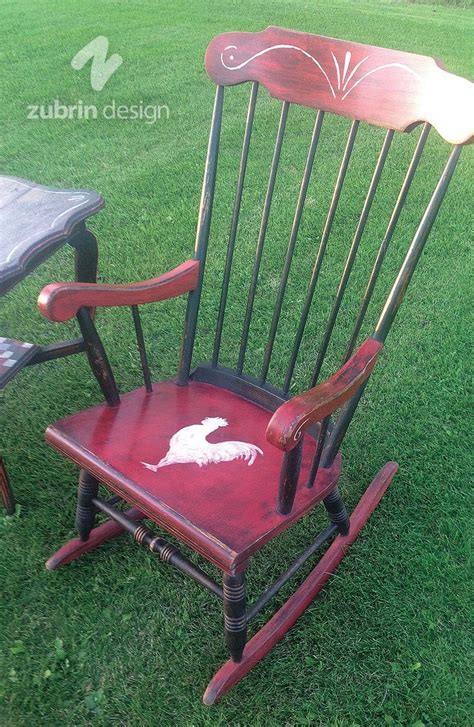 Rooster Rocking Chair Hand Painted With Chalk Paint Distressed And