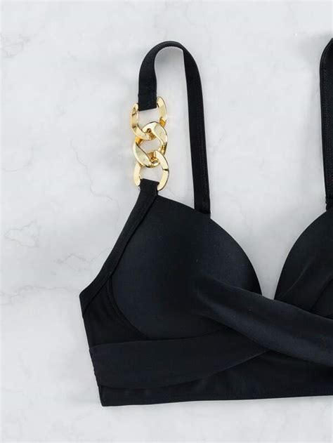 SHEIN Swim Chicsea Top bikini vinculado con cadena push up Moda de Mujer SHEIN México