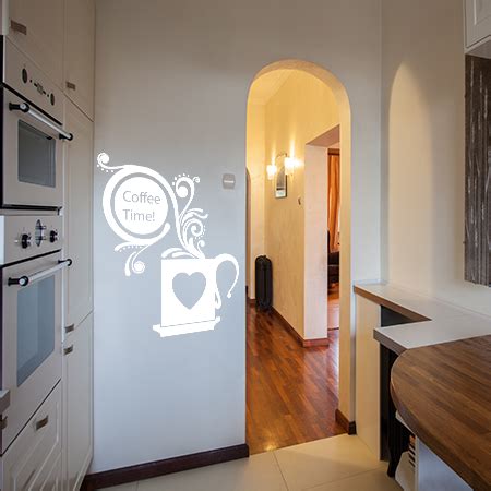 Coffee time με κούπα καφέ - Αυτοκόλλητα Τοίχου