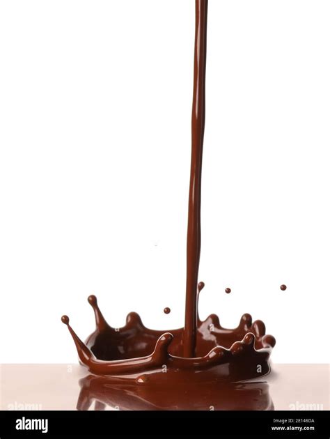 Hot Pouring Chocolate With Splash On White Background Stock Photo Alamy