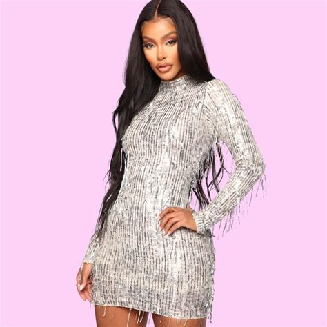 Heidi Silver Sequin Tassel Mini Dress Pink Sugar Bikini