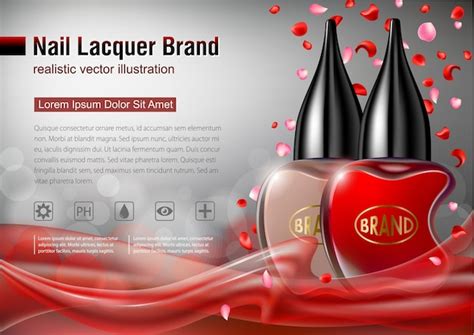 Рекламный макет лака для ногтей. дизайн красного и серого цвета с ...