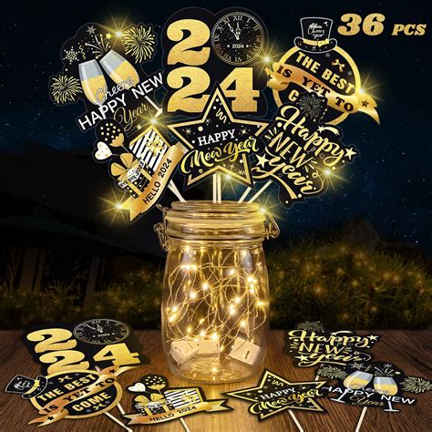 Buy 36PCS New Year Eve Party Supplies 2024 Happy New Year Theme Table