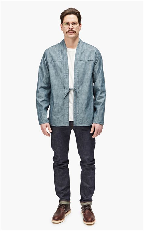 Naked Famous Denim Kimono Shirt Chambray Rinsed Blue Oz Cultizm
