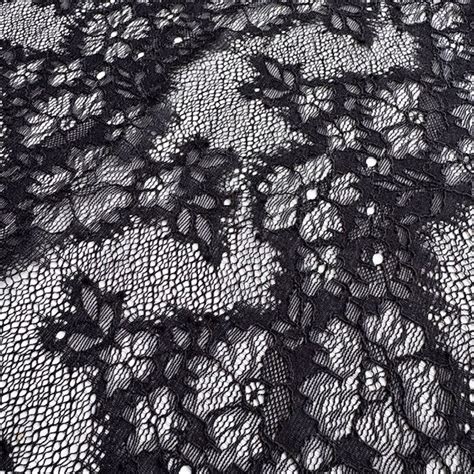 Galon Dentelle Non Extensible Cm Motif Floral Noir Idonim Lingerie