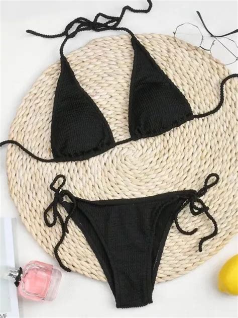 BIKINI FEMME DEUX Pièces Triangle Noir Mini Élégant Mini Slips Haut 316166 EUR 33 99 PicClick FR