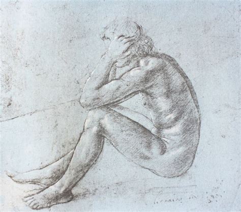 Pencil Drawing Of Naked Man By Leonardo Da Vinci In The Vintage Book Disegni Di Leonardo By L