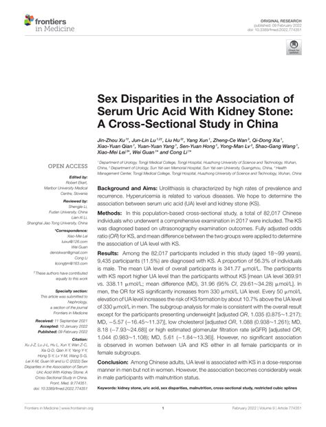 PDF Sex Disparities In The Association Of Serum Uric Acid With Kidney