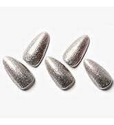 Amazon GLAMERMAID Hot Pink Ombre Press On Nails Medium Almond Line Fake Nails Short Oval