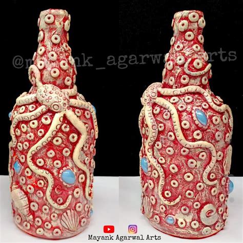 Diy Octopus Glass Bottle Glass Bottles Art Bottle Art Bottles