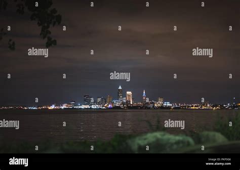 Cleveland Skyline at Night Stock Photo - Alamy