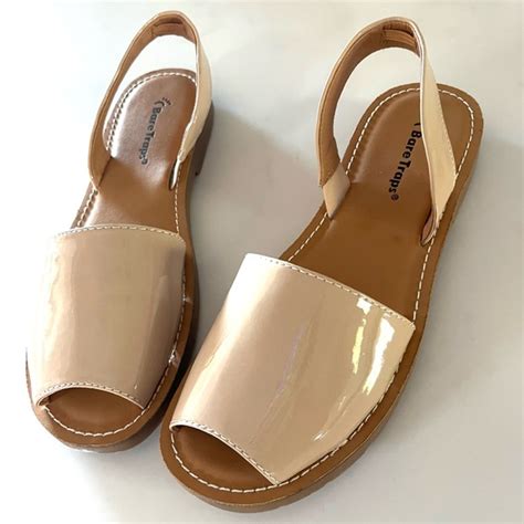 BareTraps Shoes Bare Traps Nude Patent Leather Sling Back Peep Toe