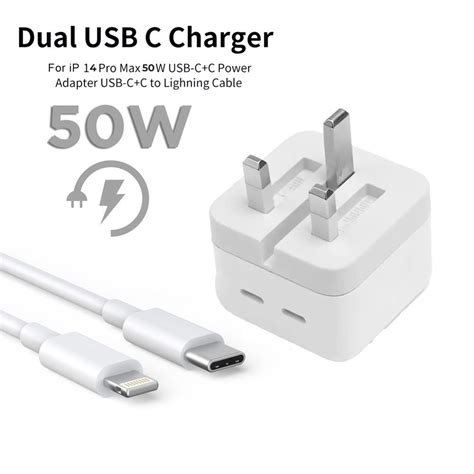 iPhone 14 Pro 50W USB-C+C Power Adapter with USB-C To Lightning Cable