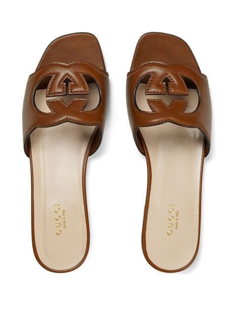 GUCCI - Gucci Cut Leather Flat Sandals Gucci