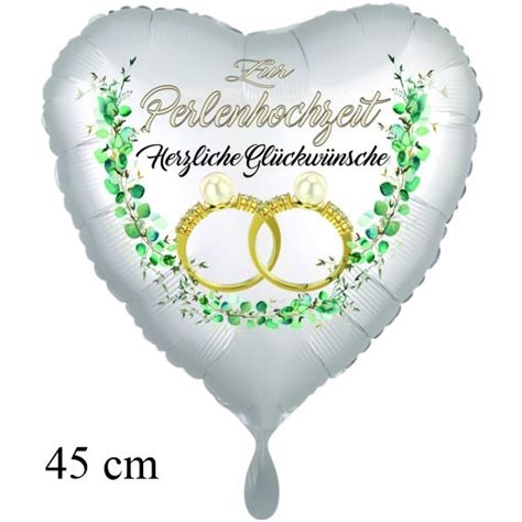 Zur Perlenhochzeit Herzliche Gl Ckw Nsche Herzballon Cm Satin De