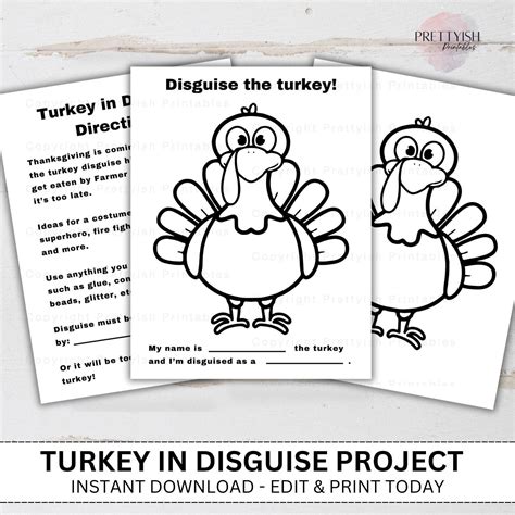 Turkey in Disguise Project, Turkey printable, Thanksgiving game, Turkey