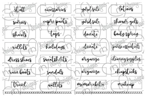 Printable Closet Organizing Labels. Digital Download. 2 PDF Files Both ...