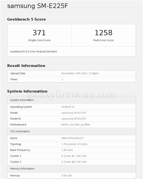 Galaxy Firmware Samsung Galaxy F22 SM E225F