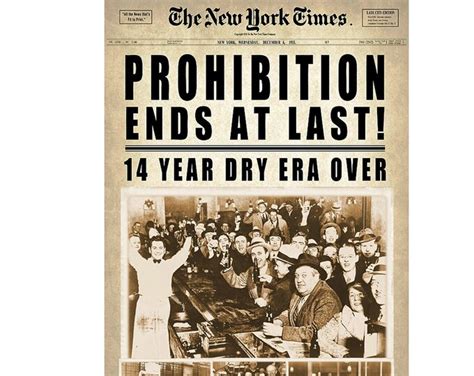 Prohibition Ends New York Times Newspaper Dry Era Vintage Photo Bar ...