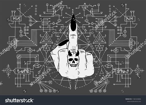 Fuck Off Finger Against Sacred Geometry Stock Vector Royalty Free Shutterstock