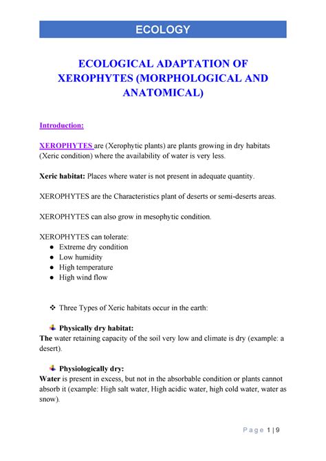 Xerophytic Plants List