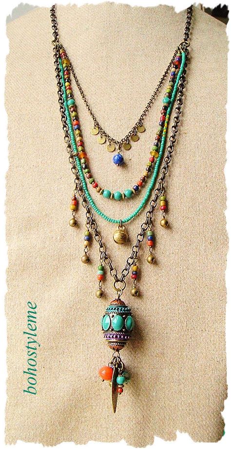 Bohemian Necklace Bohostyleme Boho Fashion Jewelry Layered Etsy