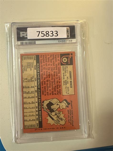 1969 Topps Johnny Bench All Star Rookie PSA 5 EBay