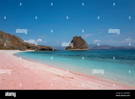 White Pink And Black Sand Beaches On Padar Island In Indonesia Stock
