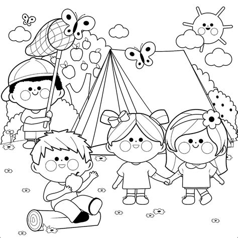 Mountain Camping Coloring Page