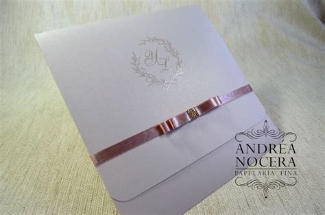 Convite de Casamento Nude Impressão em Rosê Gold Atelier Andrea Nocera