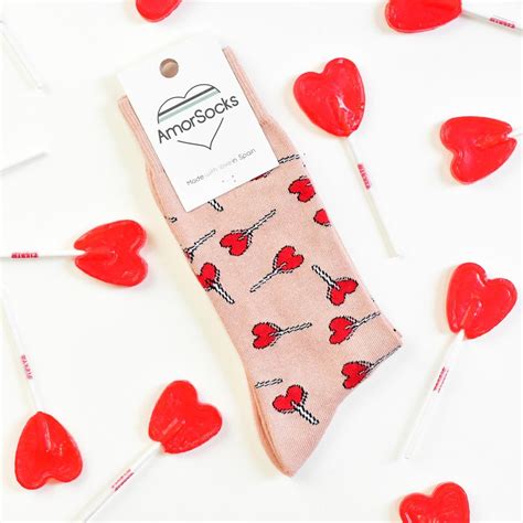 Amorsocks Calcetines Socks Piruletas Nude Lollipops Caramelos Rosa Pink Piruletas Rojas