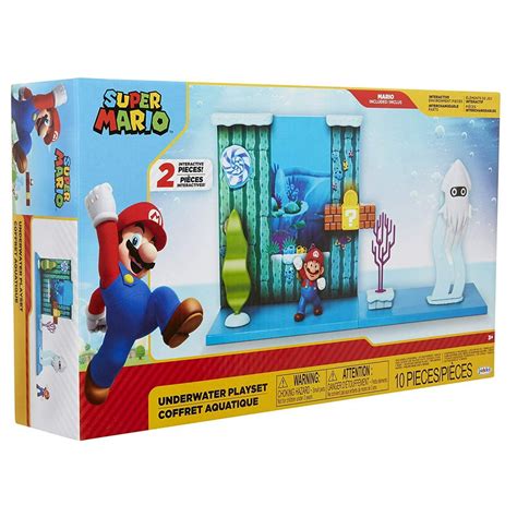 World Of Nintendo Super Mario Underwater Playset Mario And Blooper