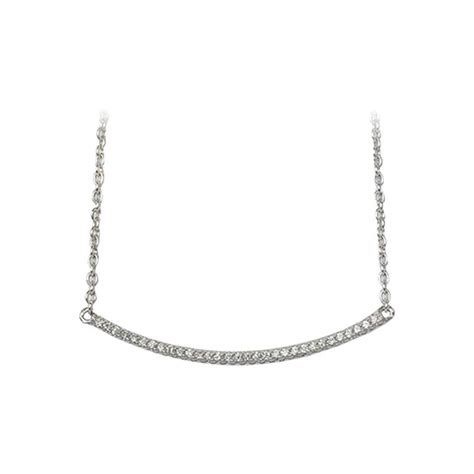 14 Karat White Gold 1 06 Carat Diamond Curved Bar Necklace For Sale At