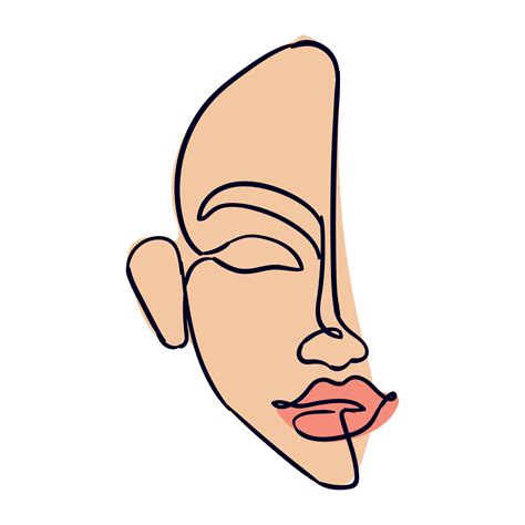 Half Woman Face Line Drawing 14015011 Vector Art At Vecteezy