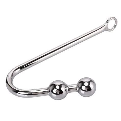 Steel Stainless Anal Hook With 2 Ball Rope Hook Anal Toys RYSM 010 CHASTITYGO