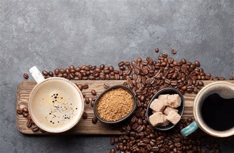 Coffee Cups And Roasted Beans Stock Image Image Of Aroma Beverage