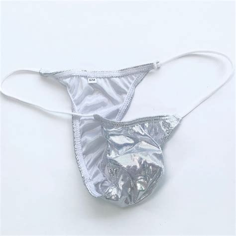 K K Mens Micro Bikini String Waist String Thong Foiled Metallic Shiny Ebay